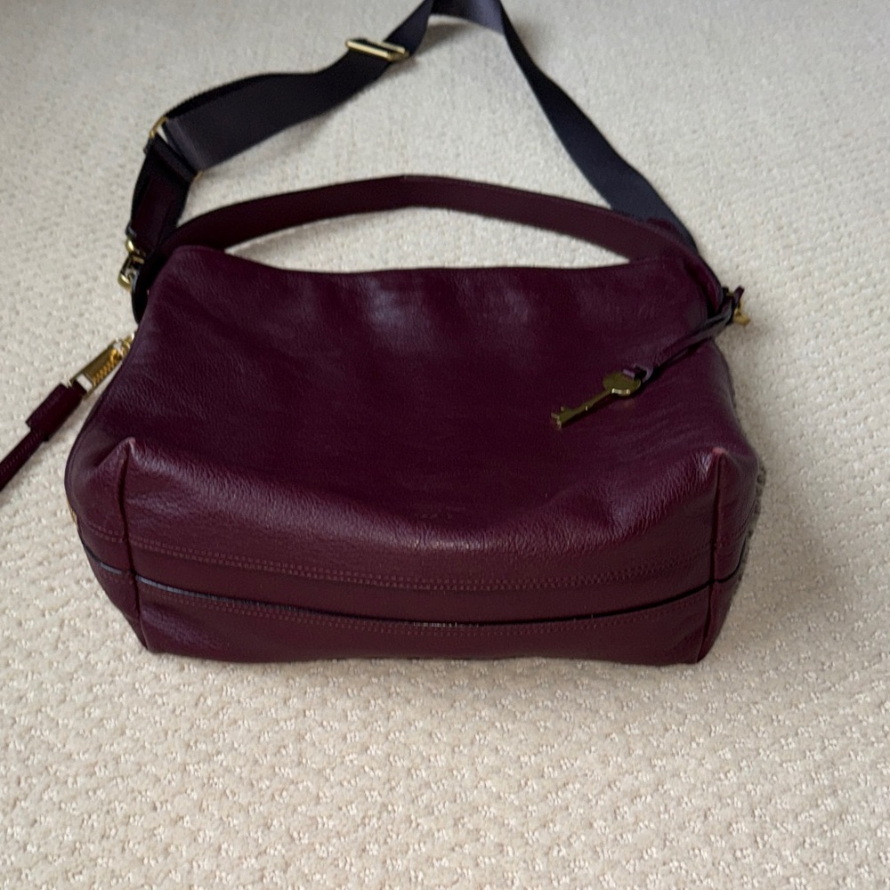 Fossil Deep Wine Leather Shoulder Bag - Picture 4 of 5